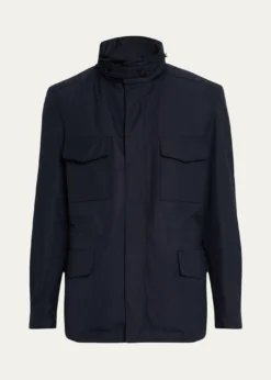 Loro PianaMen's Traveler Field Jacket with Stowaway Hood