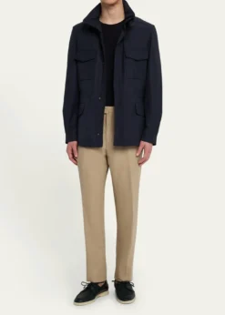 Loro PianaMen's Traveler Field Jacket with Stowaway Hood