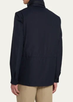 Loro PianaMen's Traveler Field Jacket with Stowaway Hood