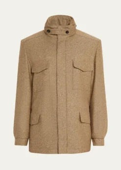 Loro PianaMen's Traveller Cashmere and Silk Chevron Field Jacket