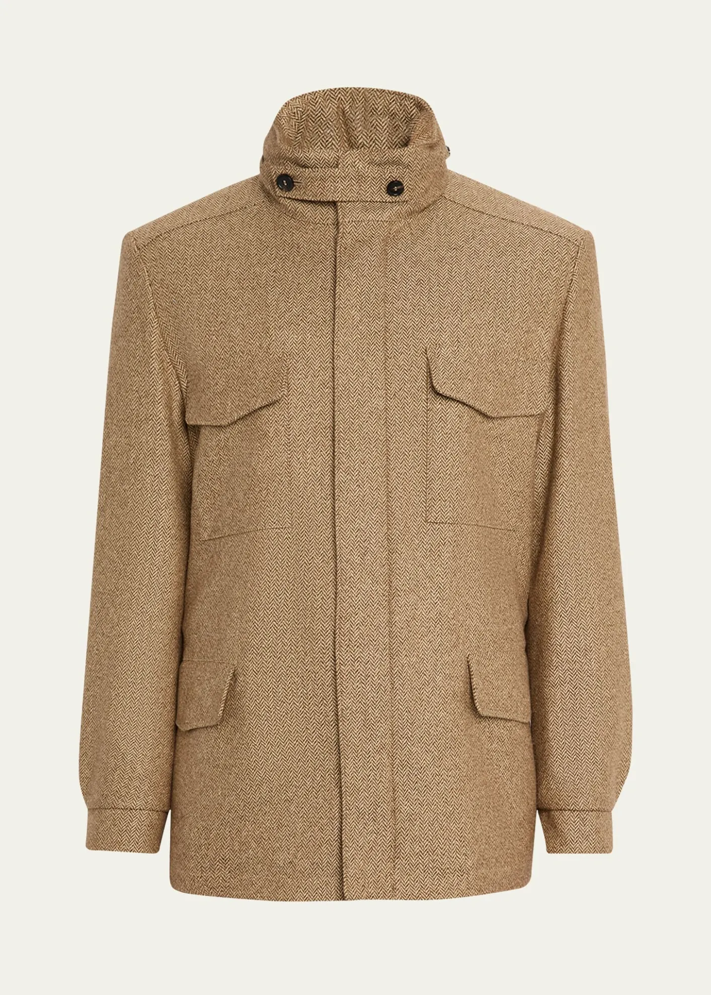 Loro PianaMen's Traveller Cashmere and Silk Chevron Field Jacket