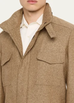 Loro PianaMen's Traveller Cashmere and Silk Chevron Field Jacket