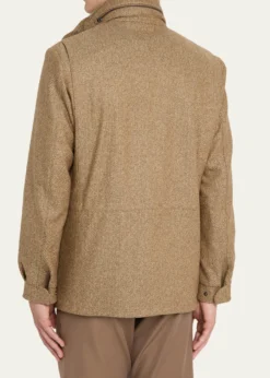 Loro PianaMen's Traveller Cashmere and Silk Chevron Field Jacket
