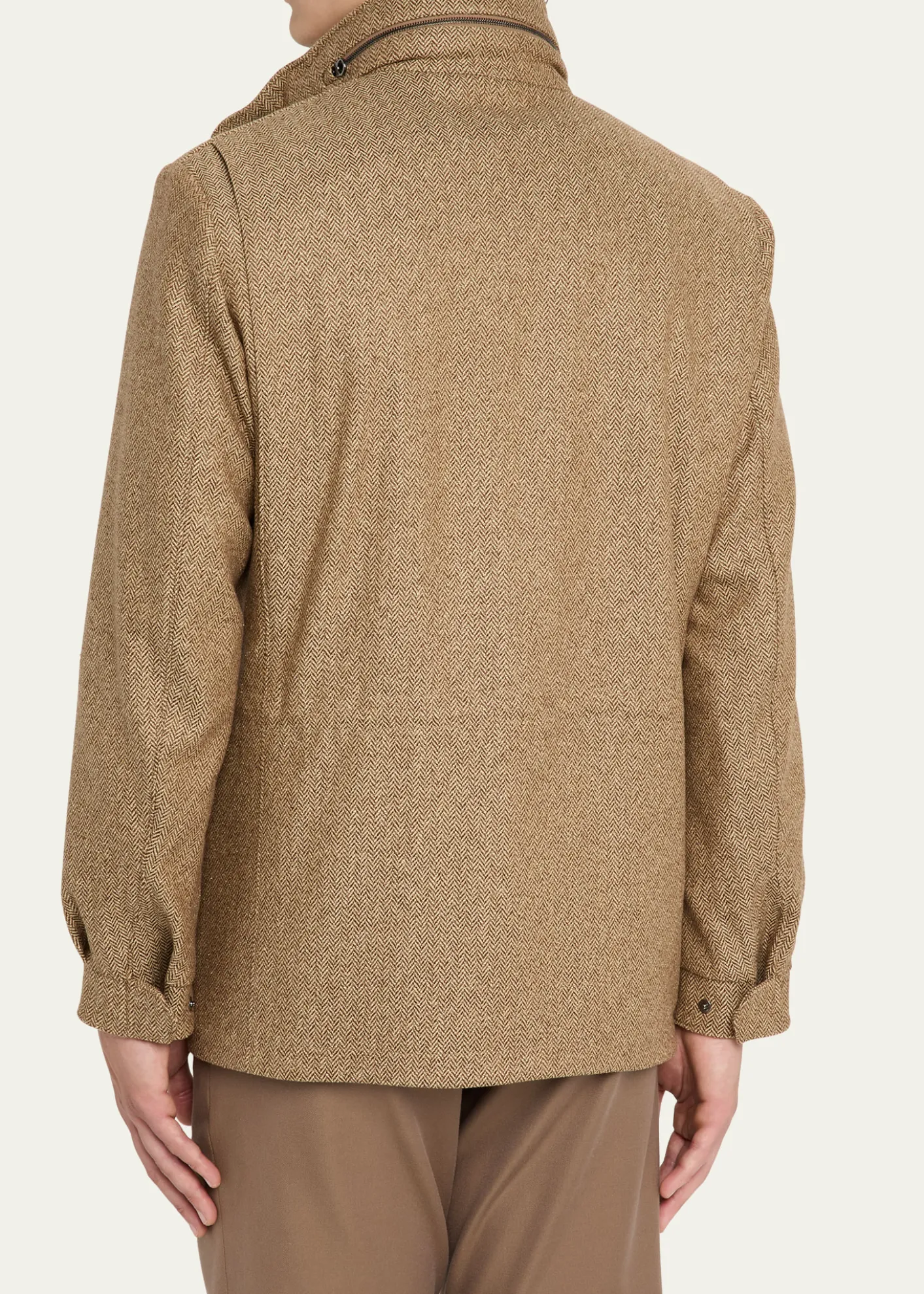 Loro PianaMen's Traveller Cashmere and Silk Chevron Field Jacket