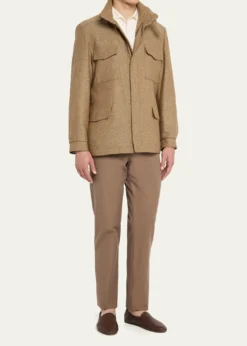 Loro PianaMen's Traveller Cashmere and Silk Chevron Field Jacket
