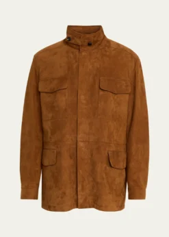 Loro PianaMen's Traveller Lambskin Suede Field Jacket