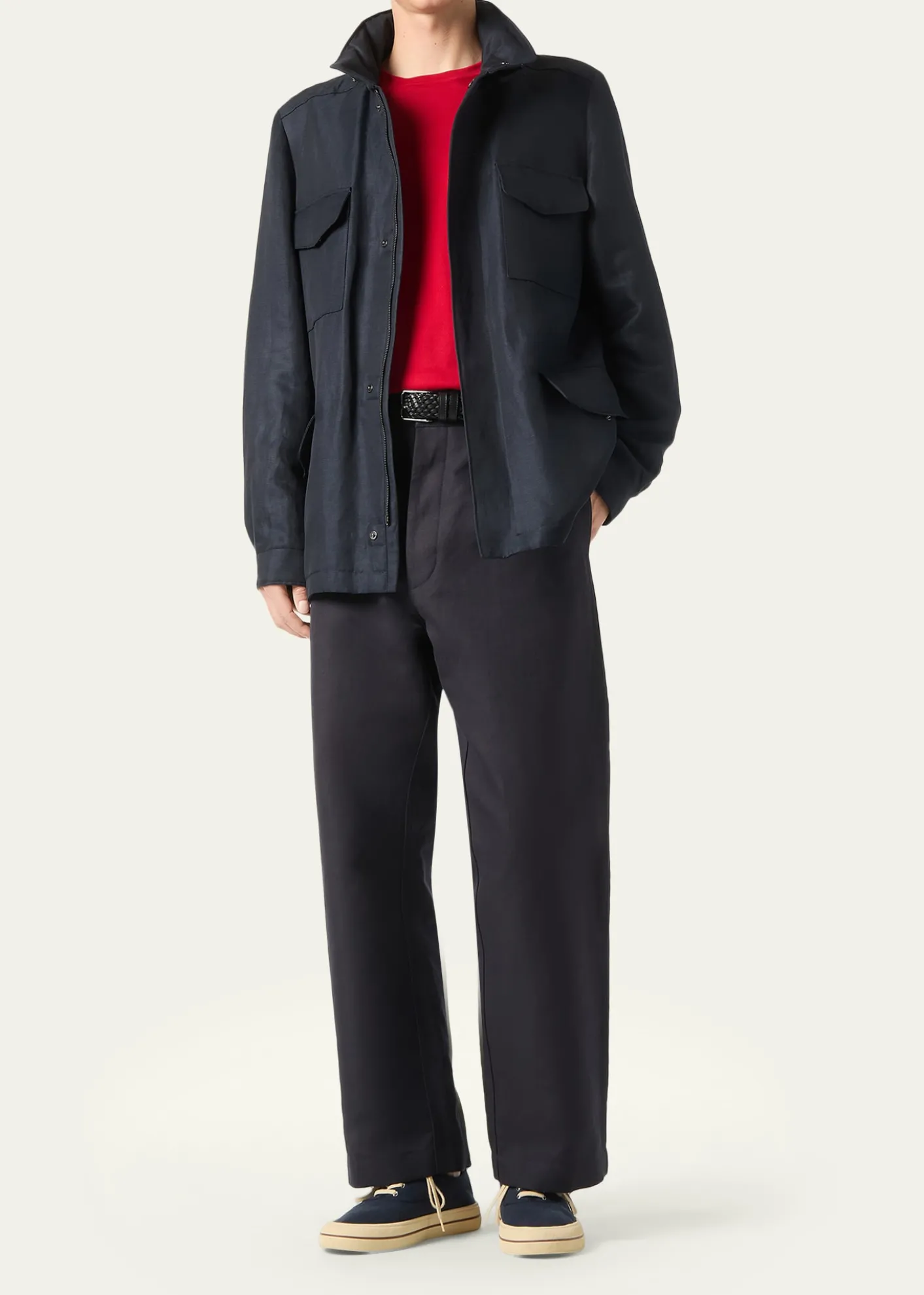 Loro PianaMen's Traveller Linen and Silk Field Jacket
