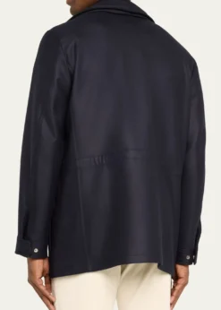 Loro PianaMen's Traveller Stand-Collar Wool Utility Coat