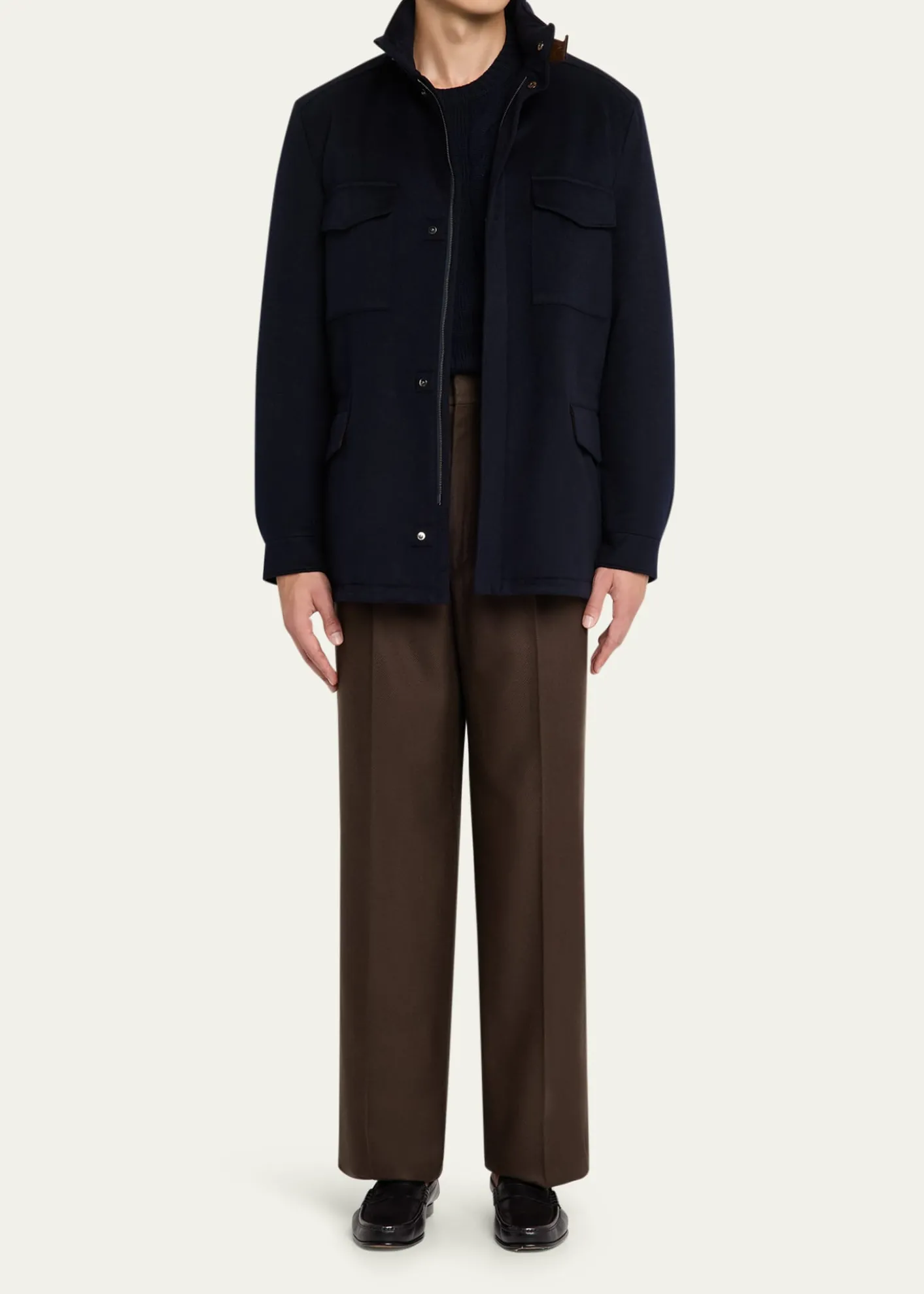 Loro PianaMen's Traveller Water-Resistant Cashmere Field Jacket