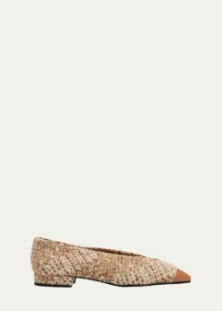Loro PianaRebecca Tweed Cap-Toe Ballerina Flats