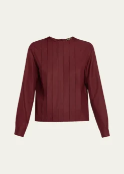 Loro PianaRossana Pleated Light Shantung Silk Shirt