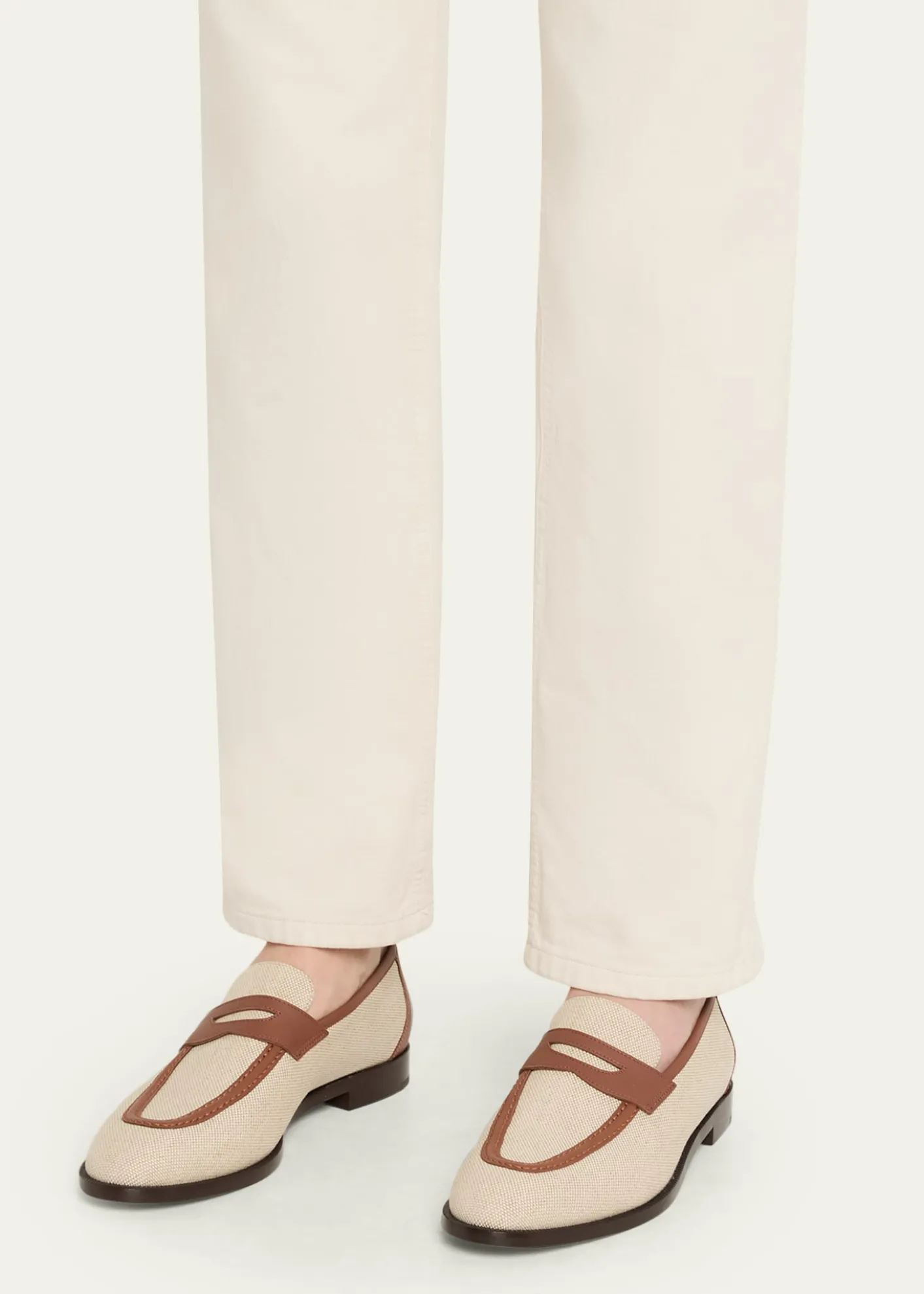 Loro PianaSergio Natural Leather-Trim Loafers