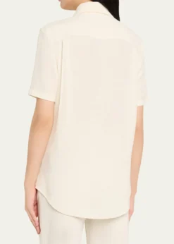 Loro PianaShirley Short-Sleeve Light Linen Crepe Shirt