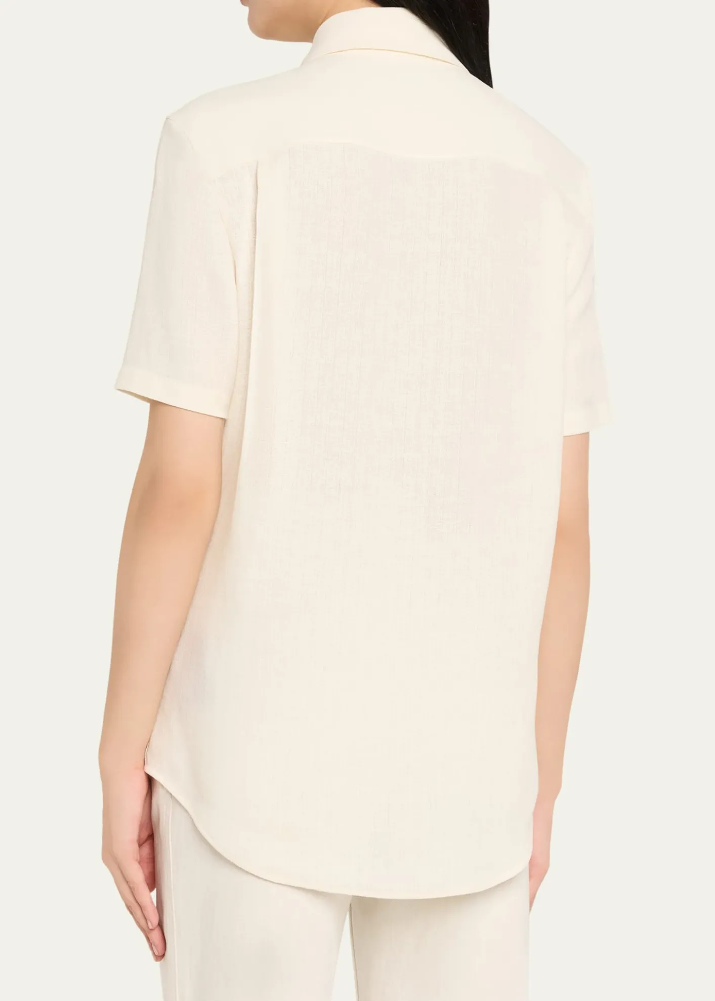 Loro PianaShirley Short-Sleeve Light Linen Crepe Shirt