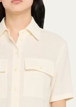 Loro PianaShirley Short-Sleeve Light Linen Crepe Shirt