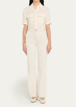 Loro PianaShirley Short-Sleeve Light Linen Crepe Shirt