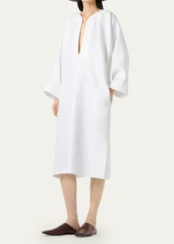 Loro PianaSilene Long Sleeve Linen Dress with Pockets