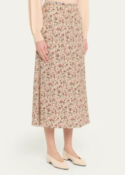 Loro PianaSimona Floral-Print Silk Twill Midi Skirt