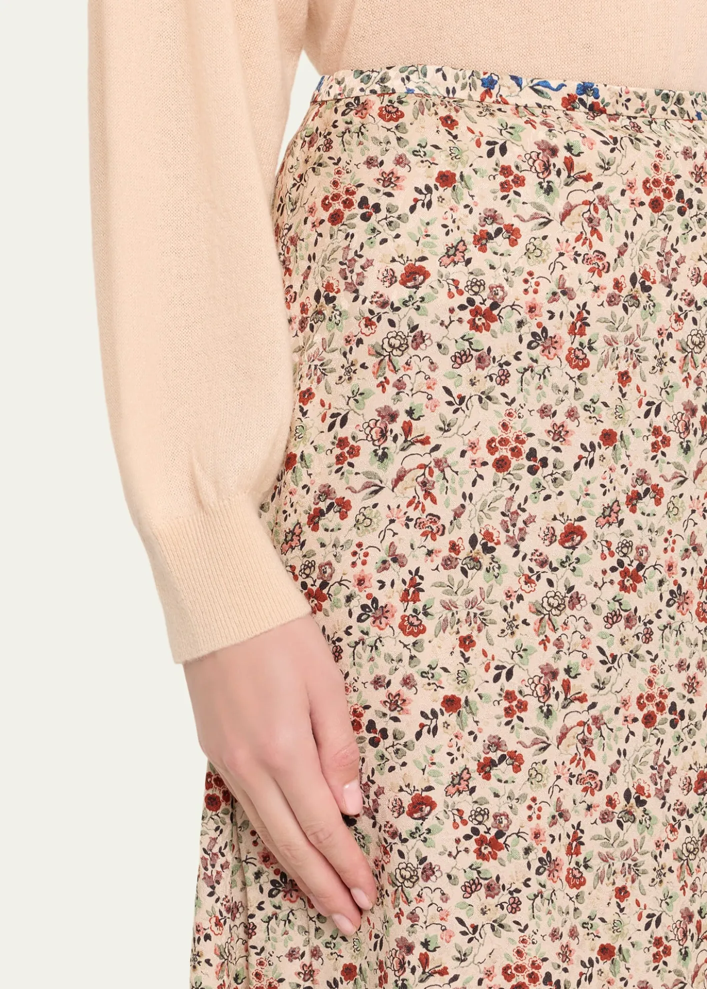 Loro PianaSimona Floral-Print Silk Twill Midi Skirt
