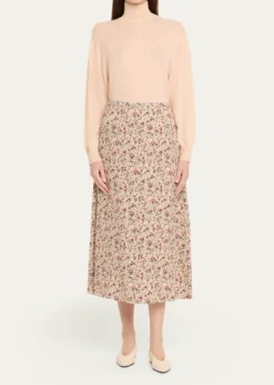 Loro PianaSimona Floral-Print Silk Twill Midi Skirt