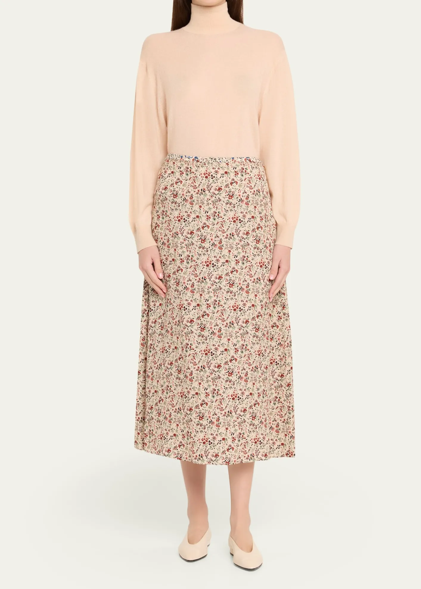 Loro PianaSimona Floral-Print Silk Twill Midi Skirt