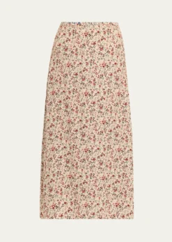 Loro PianaSimona Floral-Print Silk Twill Midi Skirt