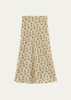 Loro PianaSimona Floral Silk Fil Coupé Midi Skirt