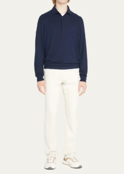 Loro PianaSuperlight Baby Cashmere Long-Sleeve Polo Shirt, Susina
