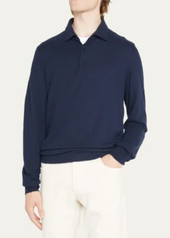 Loro PianaSuperlight Baby Cashmere Long-Sleeve Polo Shirt, Susina