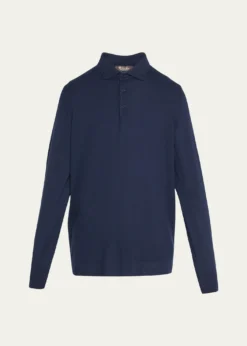 Loro PianaSuperlight Baby Cashmere Long-Sleeve Polo Shirt, Susina