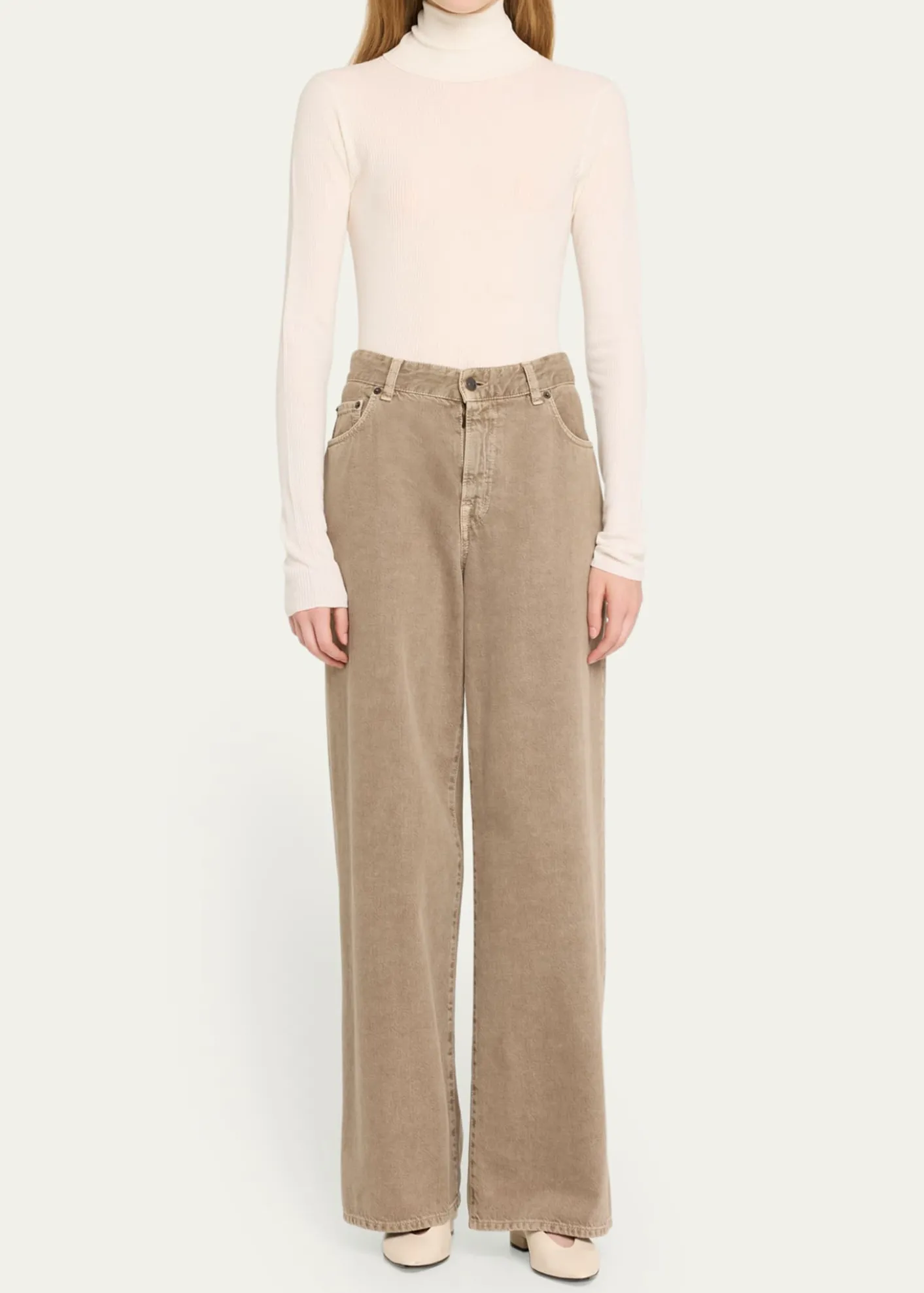 Loro PianaTaupo Ribbed Wool Turtleneck