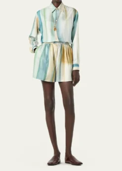 Loro PianaThea Abstract-Print Silk Button-Down Shirt