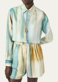 Loro PianaThea Abstract-Print Silk Button-Down Shirt