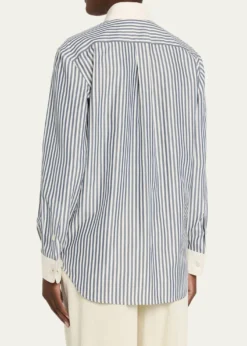 Loro PianaThea Collar-Pin Striped Silk Button-Down Shirt