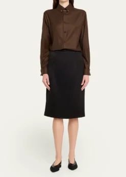 Loro PianaThea Collar-Pin Wool Button-Down Shirt