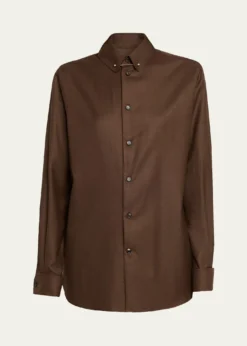 Loro PianaThea Collar-Pin Wool Button-Down Shirt