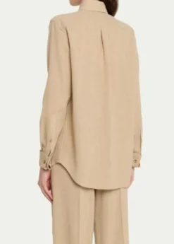 Loro PianaThea Collar-Pin Wool Button-Down Shirt