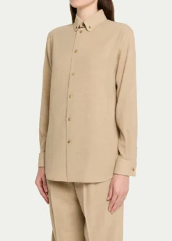 Loro PianaThea Collar-Pin Wool Button-Down Shirt