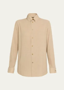 Loro PianaThea Collar-Pin Wool Button-Down Shirt