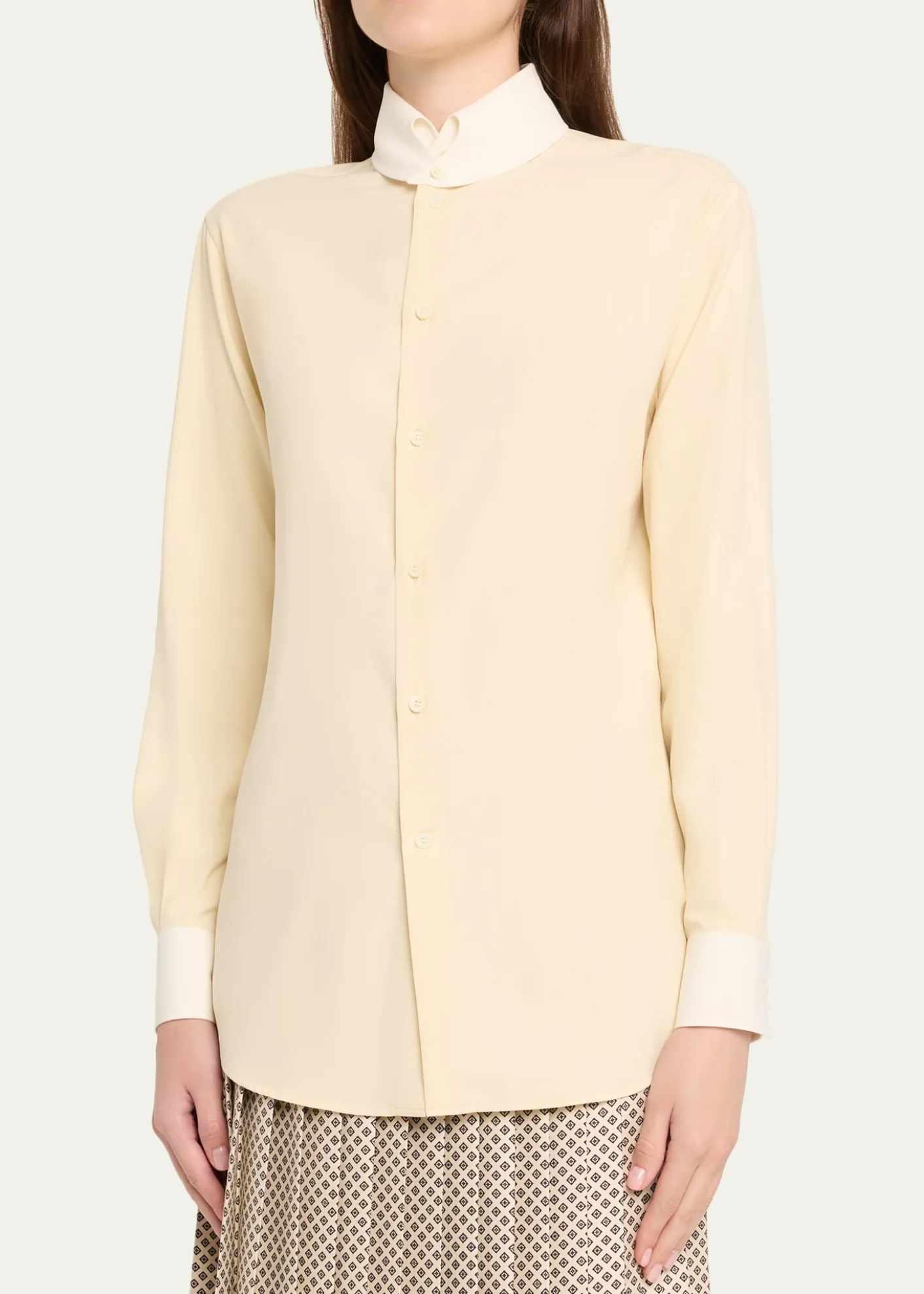 Loro PianaThea Dylan-Collar Silk Shirt