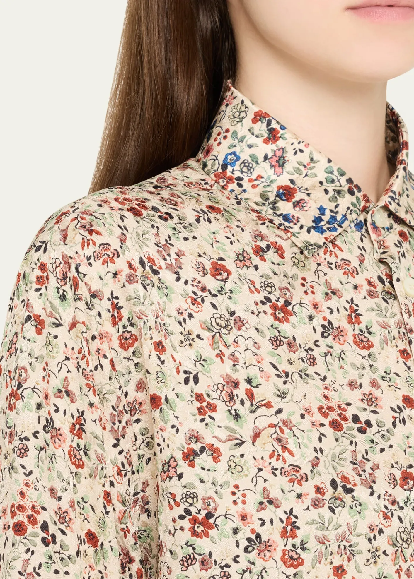 Loro PianaThea Floral-Print Silk Button-Down Shirt