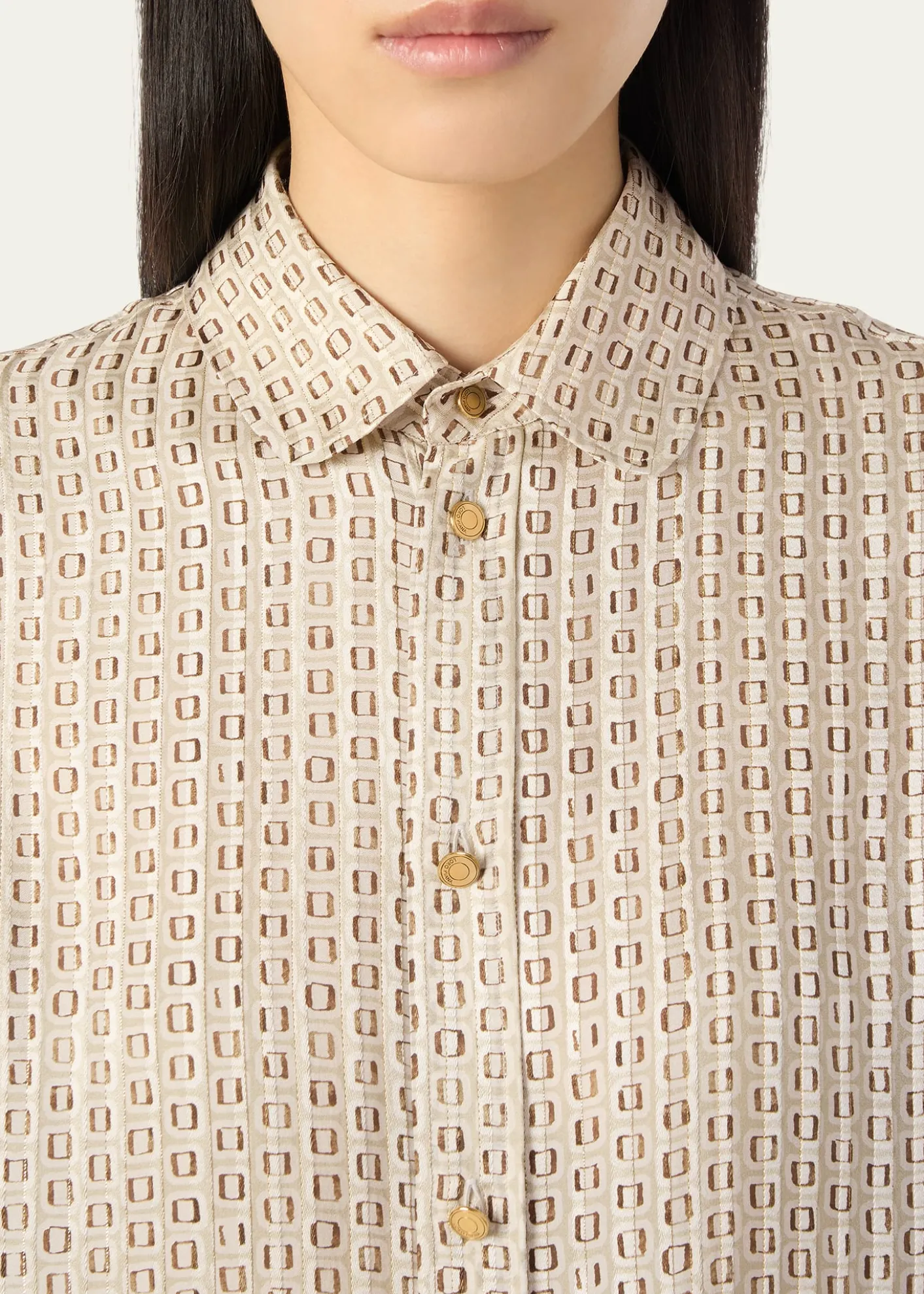 Loro PianaThea Penny Silk Button-Down Shirt
