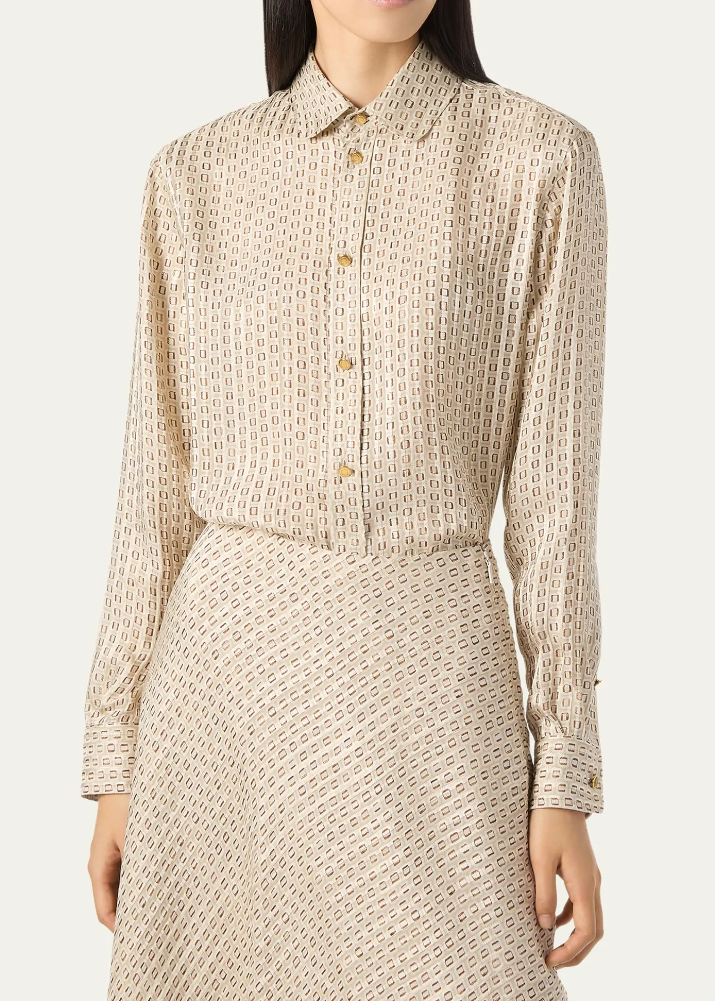 Loro PianaThea Penny Silk Button-Down Shirt
