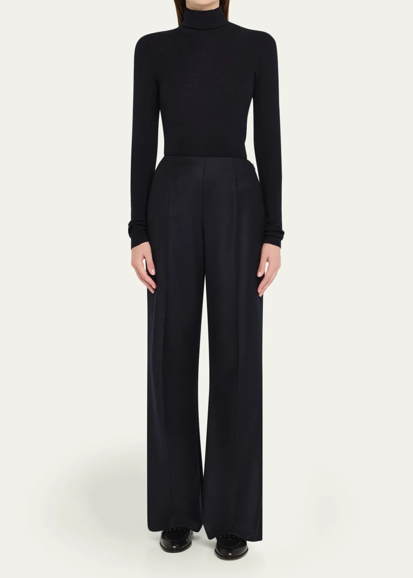 Loro PianaTimi Wool-Cashmere Flannel Wide-Leg Pants