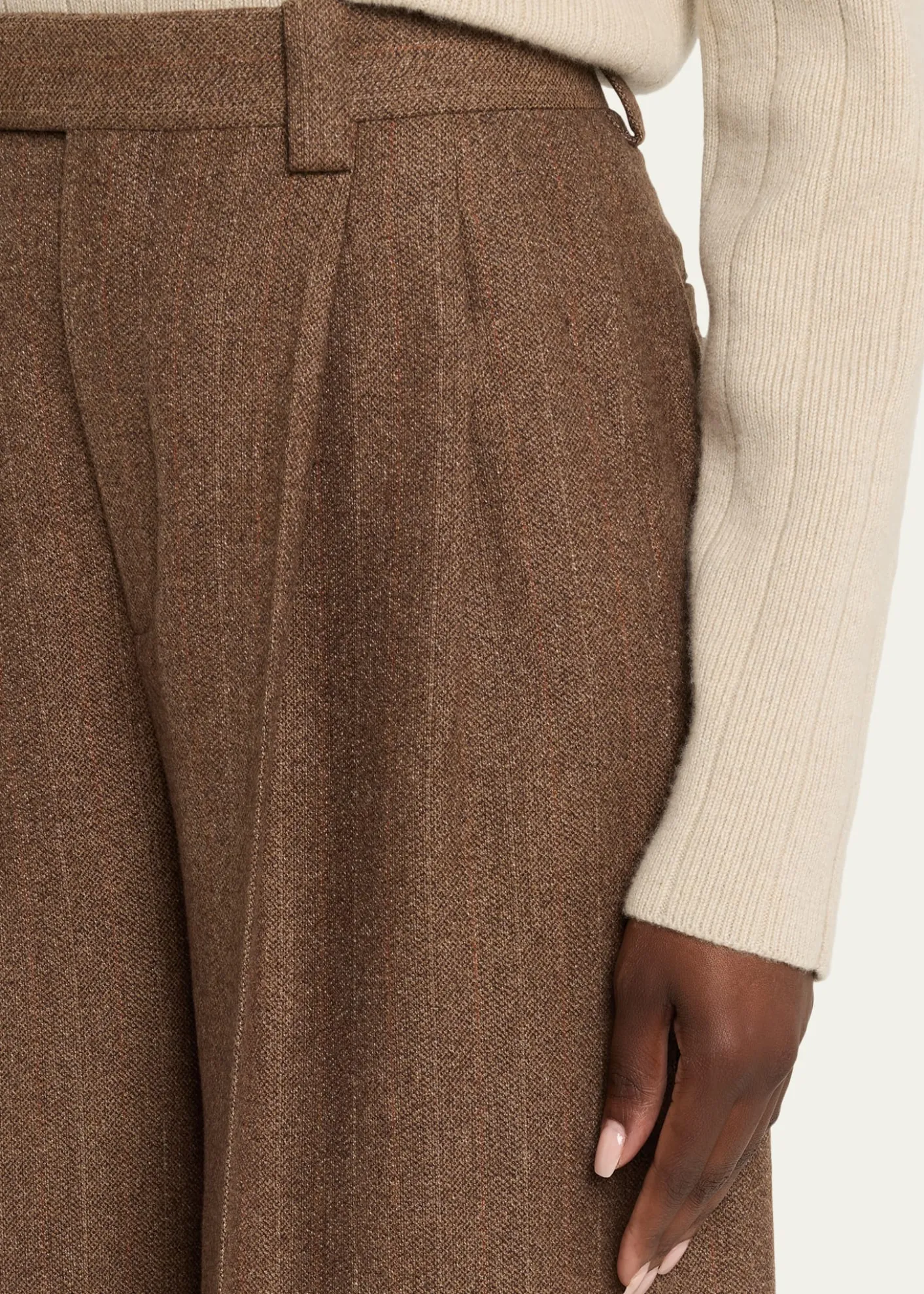 Loro PianaTimon Metallic Pinstriped Wide-Leg Wool-Cashmere Trousers
