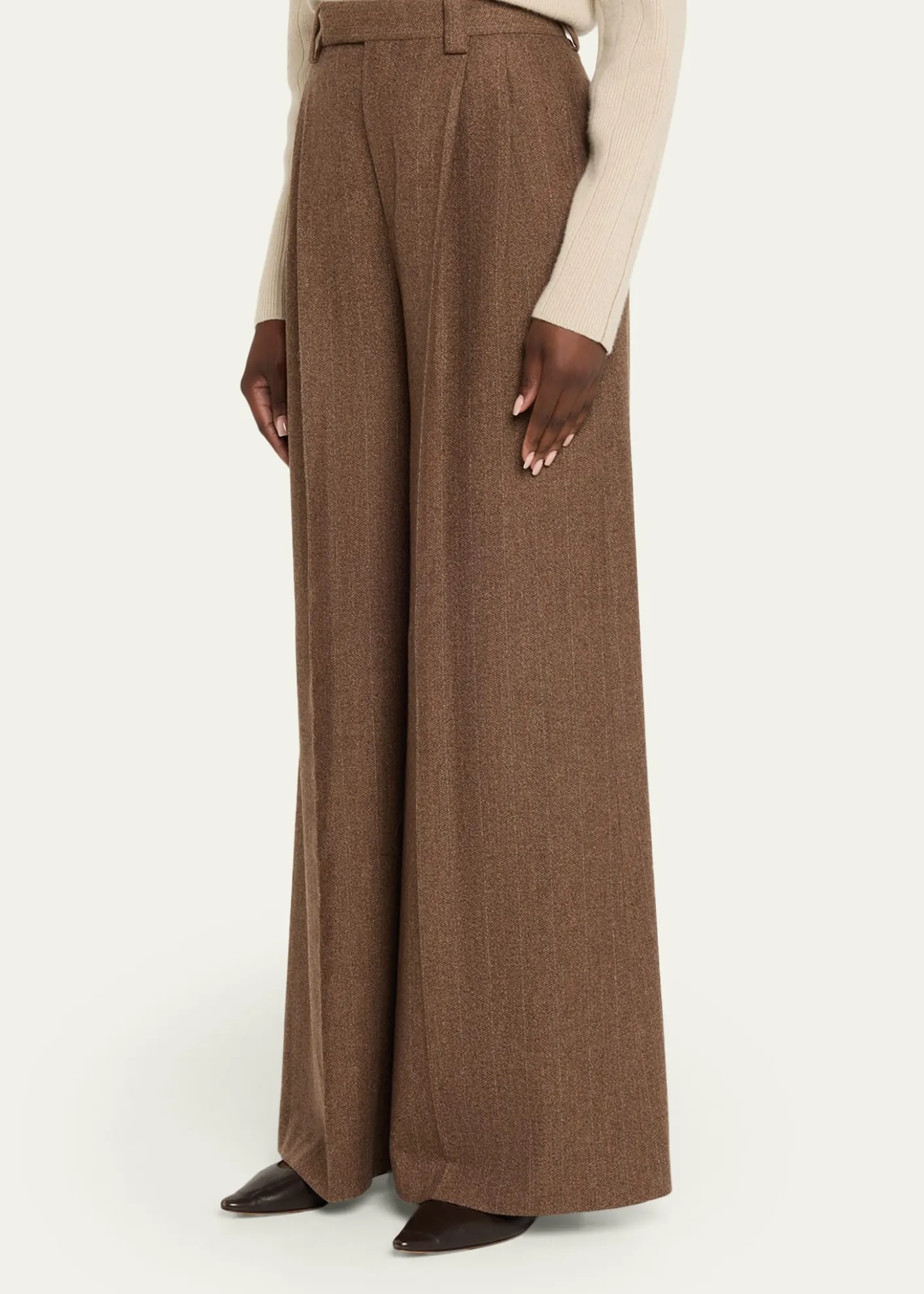 Loro PianaTimon Metallic Pinstriped Wide-Leg Wool-Cashmere Trousers