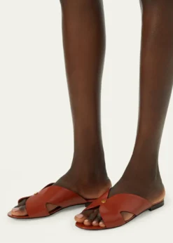 Loro PianaVera Leather Flat Slide Sandals