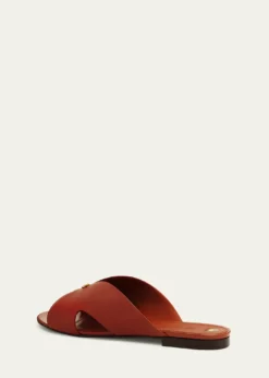 Loro PianaVera Leather Flat Slide Sandals