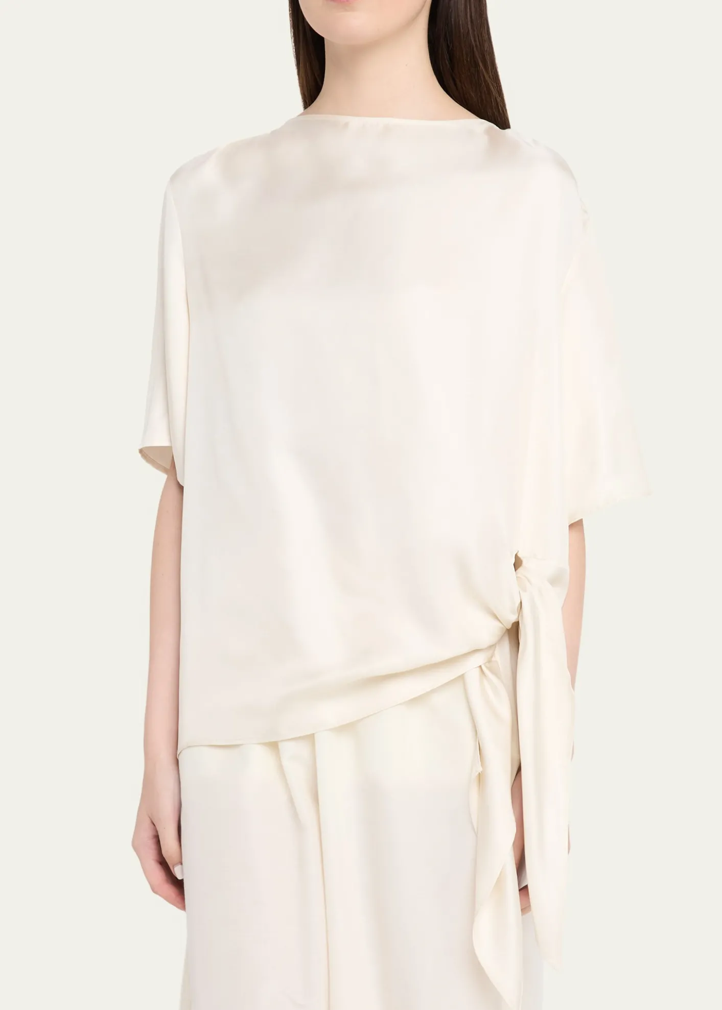 Loulou De SaisonMano Asymmetric Knotted Silk Blouse