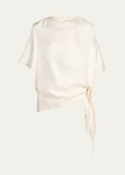 Loulou De SaisonMano Asymmetric Knotted Silk Blouse